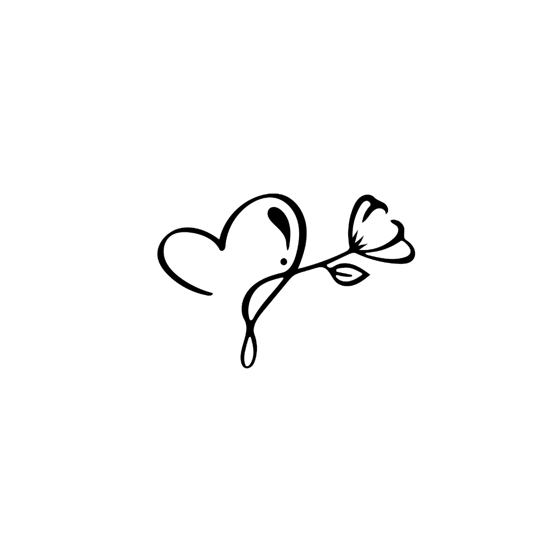 Minimalist heart and flower semi-permanent tattoo by INKHUB – elegant line art, waterproof temporary body art